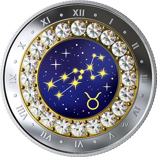 RCM-New-Release:-2019-Taurus:-Zodiac-Series---Pure-Silver-Coin-Made-With-Swarovski�-Crystals